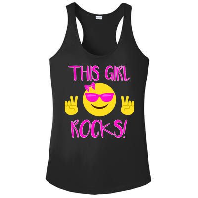 This Girl Rocks Funny Emoji Ladies PosiCharge Competitor Racerback Tank