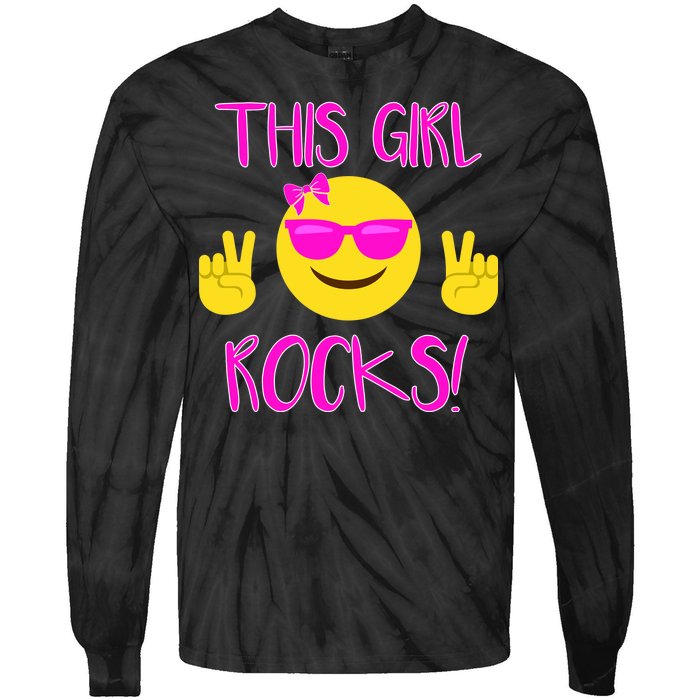 This Girl Rocks Funny Emoji Tie-Dye Long Sleeve Shirt