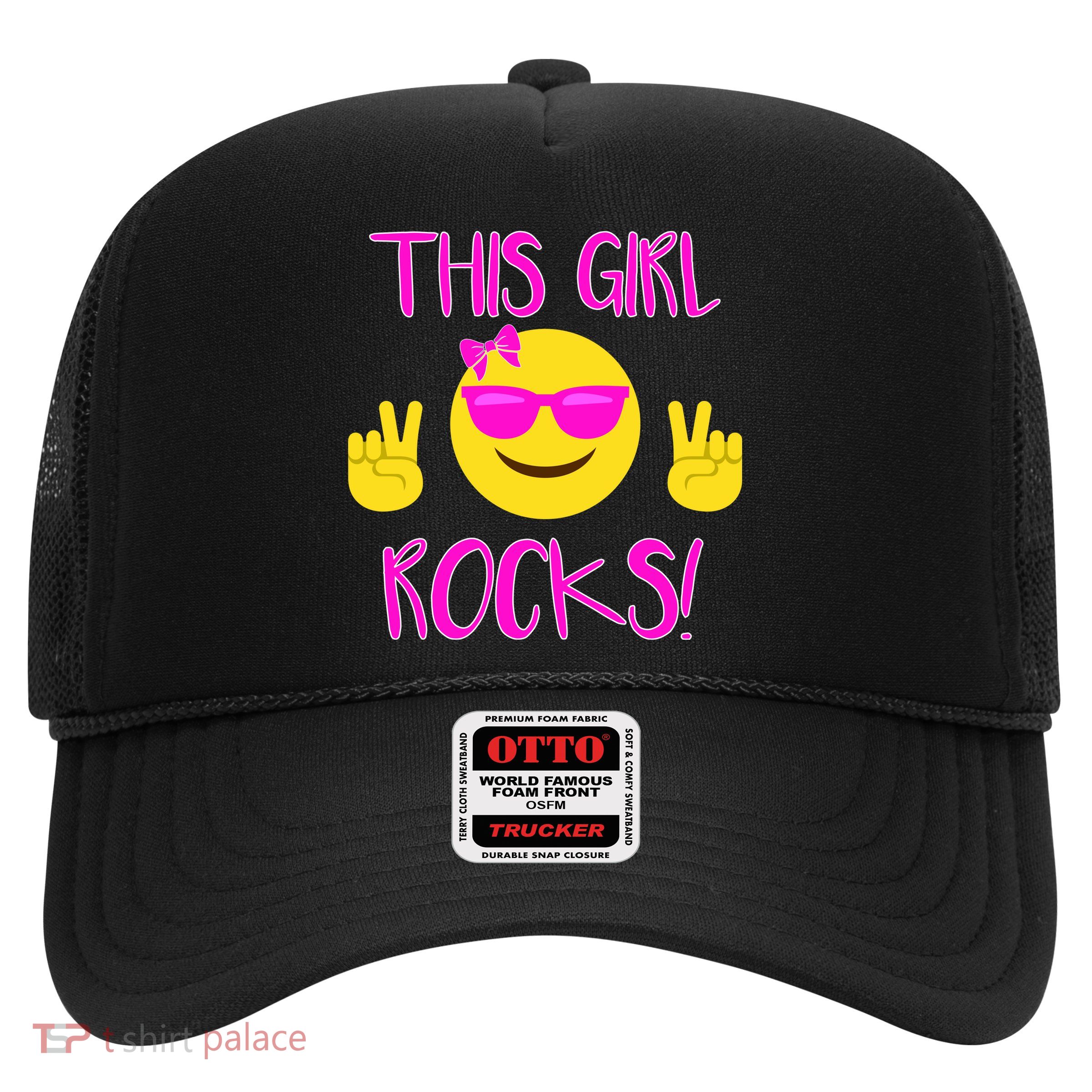This Girl Rocks Funny Emoji Trucker Hat