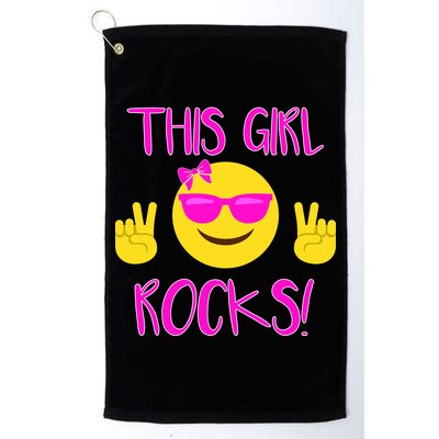 This Girl Rocks Funny Emoji Golf Towel