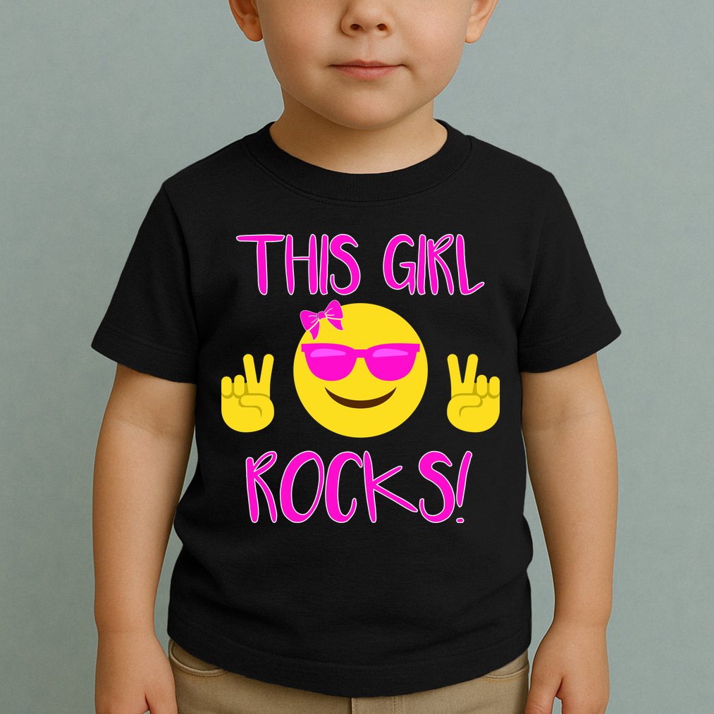 This Girl Rocks Funny Emoji Toddler T-Shirt