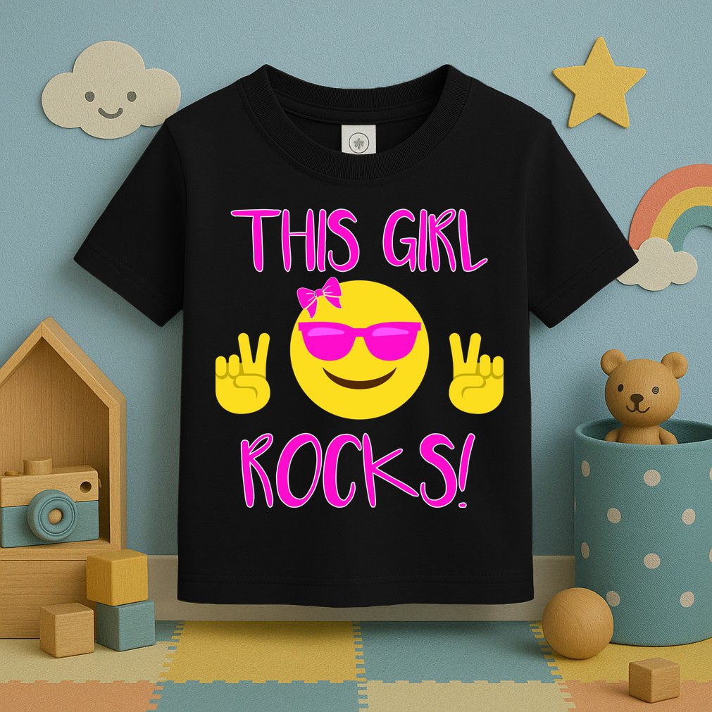 This Girl Rocks Funny Emoji Toddler T-Shirt