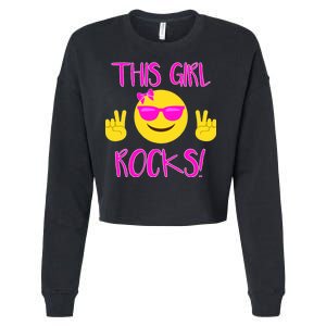 This Girl Rocks Funny Emoji Cropped Pullover Crew