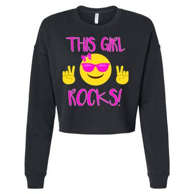 This Girl Rocks Funny Emoji Cropped Pullover Crew