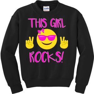 This Girl Rocks Funny Emoji Kids Sweatshirt