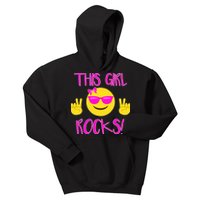 This Girl Rocks Funny Emoji Kids Hoodie