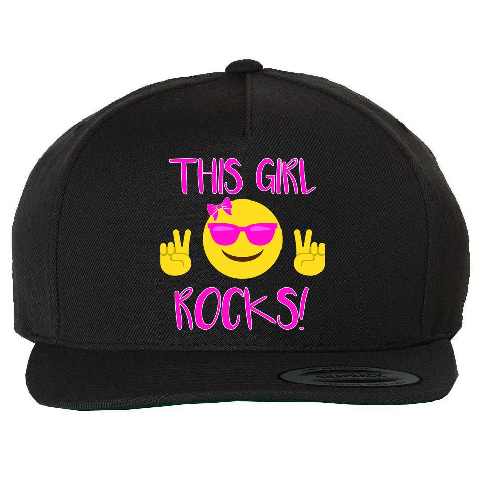 This Girl Rocks Funny Emoji Wool Snapback Cap