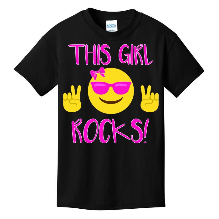 This Girl Rocks Funny Emoji Kids T-Shirt