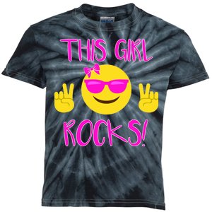 This Girl Rocks Funny Emoji Kids Tie-Dye T-Shirt