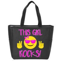This Girl Rocks Funny Emoji Zip Tote Bag