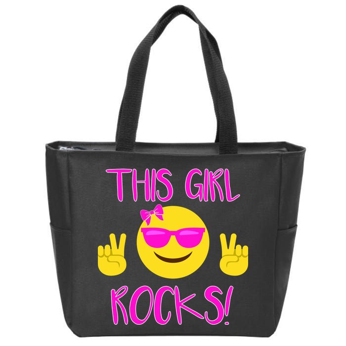 This Girl Rocks Funny Emoji Zip Tote Bag