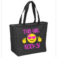 This Girl Rocks Funny Emoji Zip Tote Bag