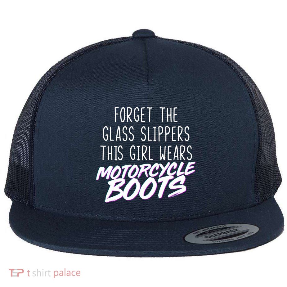This Girl Wears Motorcycle Boots Flat Bill Trucker Hat