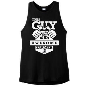 This Guy Is An Awesome Farmer Ladies PosiCharge Tri-Blend Wicking Tank