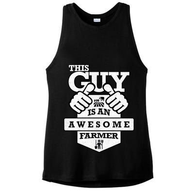 This Guy Is An Awesome Farmer Ladies PosiCharge Tri-Blend Wicking Tank