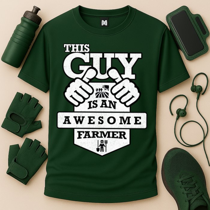 This Guy Is An Awesome Farmer Cooling Performance Crew T-Shirt