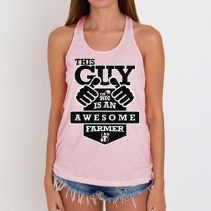 This Guy Is An Awesome Farmer Women's Knotted Racerback Tank