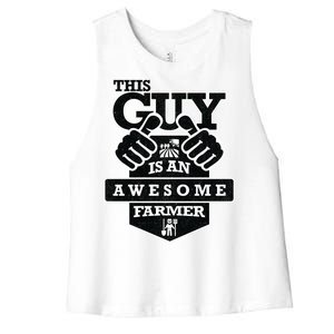 This Guy Is An Awesome Farmer Women's Racerback Cropped Tank