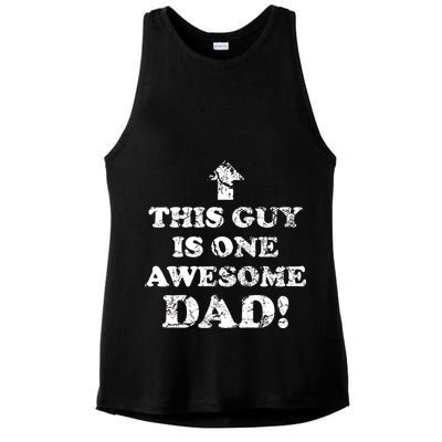 This Guy is One Awesome Dad Distressed Ladies PosiCharge Tri-Blend Wicking Tank