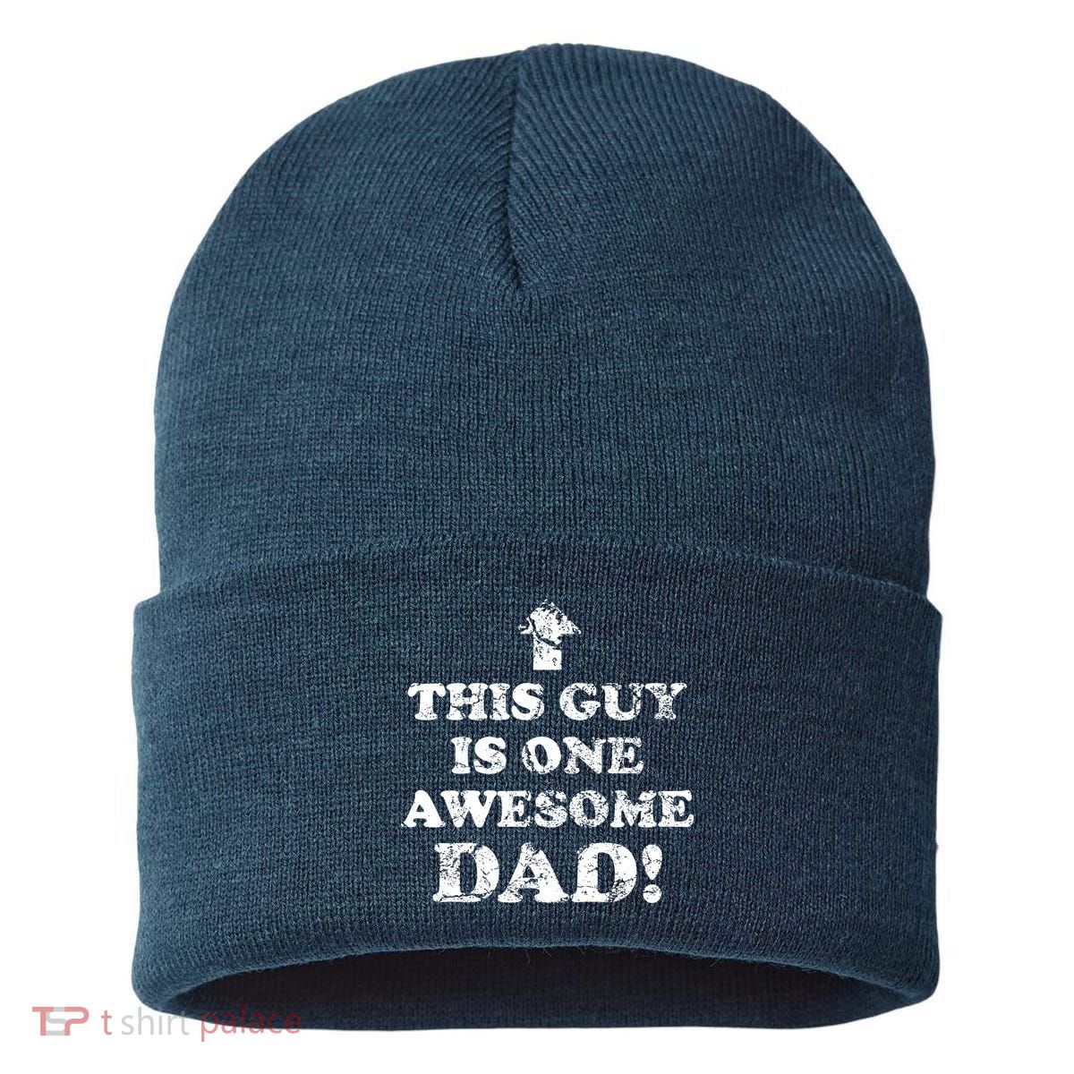 This Guy is One Awesome Dad Distressed Sustainable Knit Beanie