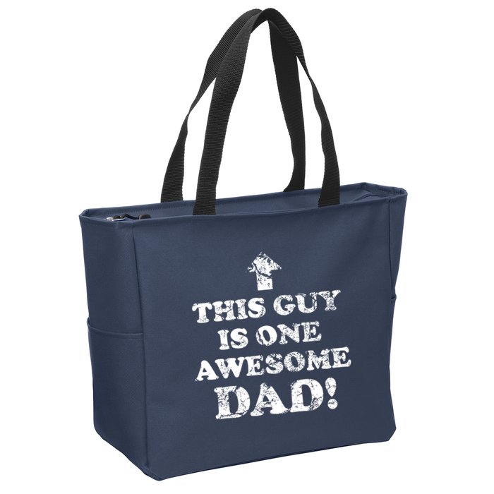This Guy is One Awesome Dad Distressed Zip Tote Bag