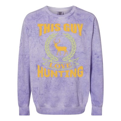 This Guy Love Hunting Colorblast Crewneck Sweatshirt