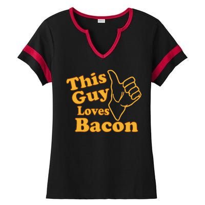 This Guy Loves Bacon Ladies Halftime Notch Neck Tee