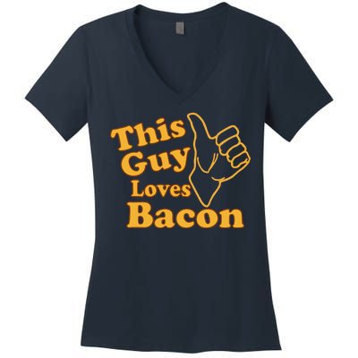 This Guy Loves Bacon Women's V-Neck T-Shirt