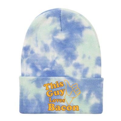 This Guy Loves Bacon Tie Dye 12in Knit Beanie