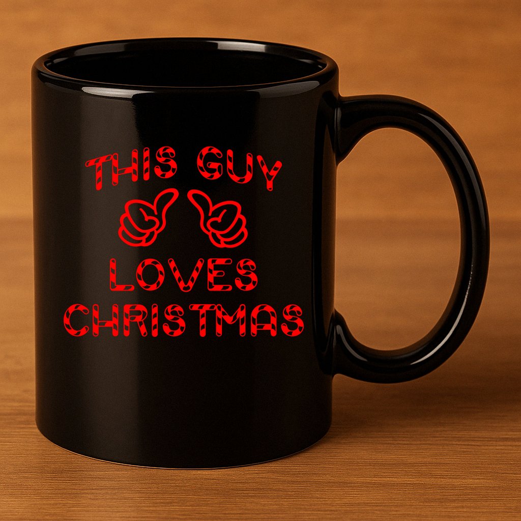 This Guy Loves Christmas 11oz C Handle Ceramic Mug