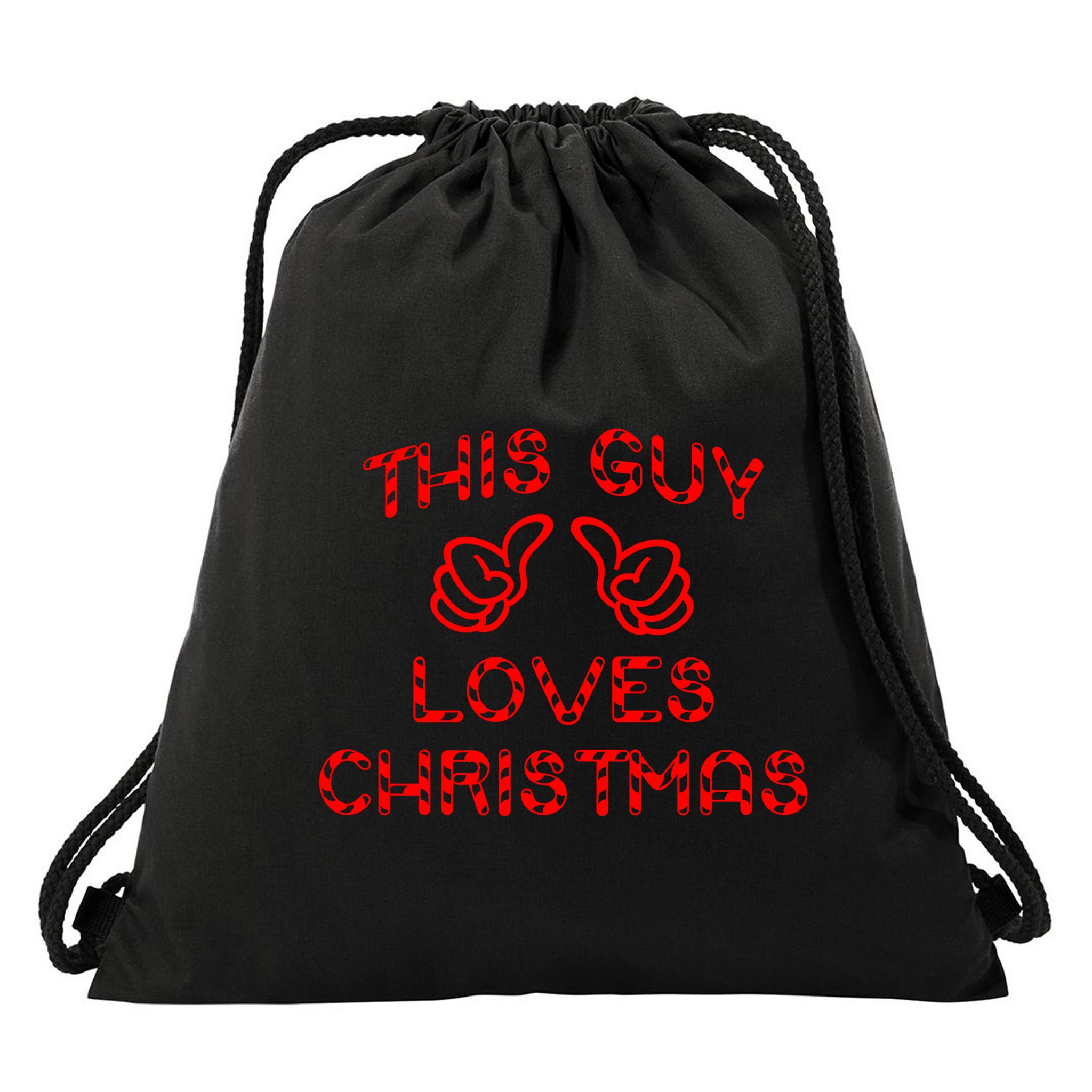 This Guy Loves Christmas Drawstring Bag