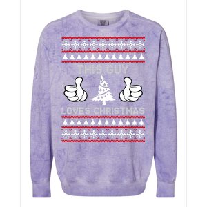 This Guy Loves Christmas Ugly Christmas Sweater Colorblast Crewneck Sweatshirt