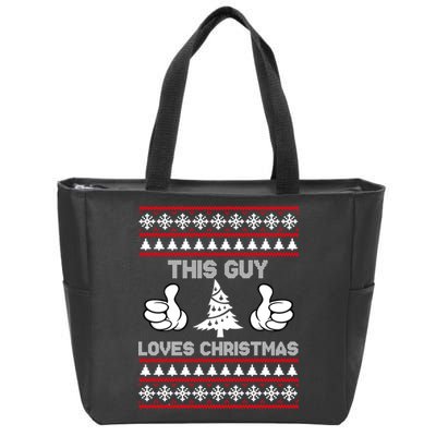 This Guy Loves Christmas Ugly Christmas Sweater Zip Tote Bag