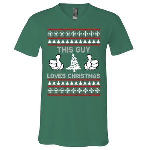 This Guy Loves Christmas Ugly Christmas Sweater V-Neck T-Shirt