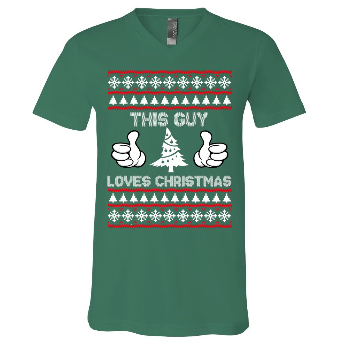 This Guy Loves Christmas Ugly Christmas Sweater V-Neck T-Shirt