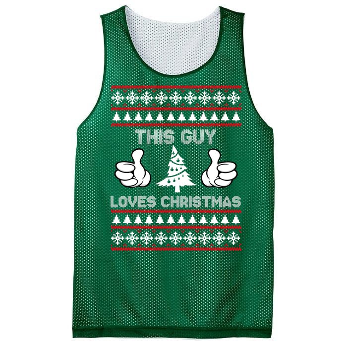 This Guy Loves Christmas Ugly Christmas Sweater Mesh Reversible Basketball Jersey Tank