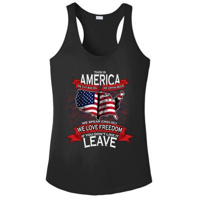 This is AMERICA if you don't like it LEAVE Ladies PosiCharge Competitor Racerback Tank