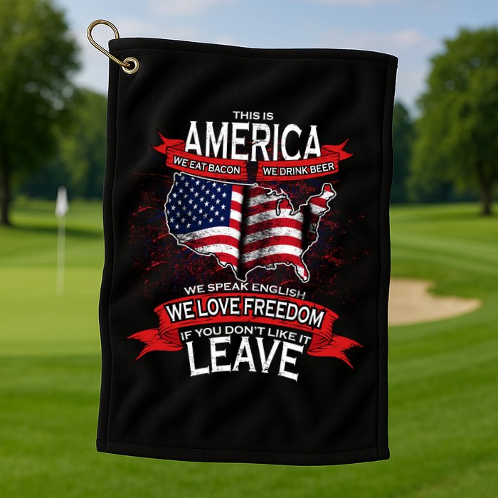 This is AMERICA if you don't like it LEAVE Golf Towel