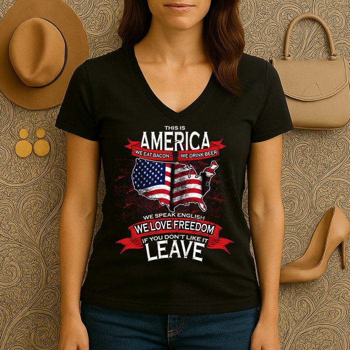 This Is America If You Don't like It Leave Women's V-Neck T-Shirt