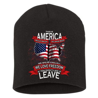 This Is America If You Don't like It Leave Short Acrylic Beanie