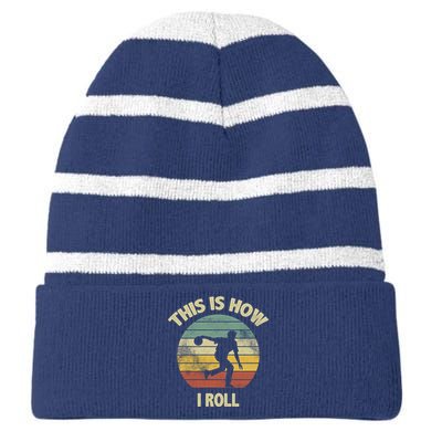 This Is How I Roll Bowling Striped Beanie with Solid Band