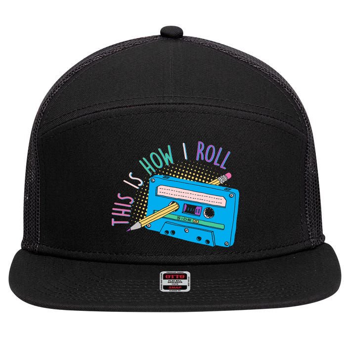 This is How I Roll Cassette Tape Retro 80s 7 Panel Mesh Trucker Snapback Hat