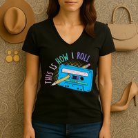 This is How I Roll Cassette Tape Retro 80s Women's V-Neck T-Shirt