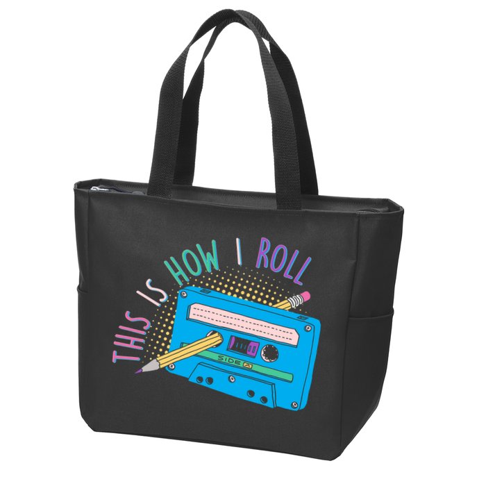 This is How I Roll Cassette Tape Retro 80s Zip Tote Bag