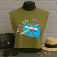 This is How I Roll Cassette Tape Retro 80s Garment-Dyed Women's Muscle Tee