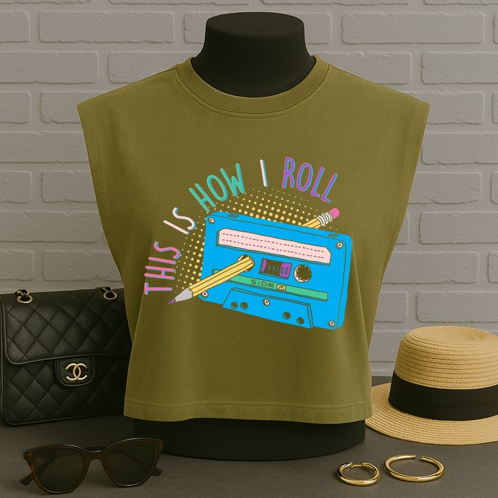 This is How I Roll Cassette Tape Retro 80s Garment-Dyed Women's Muscle Tee