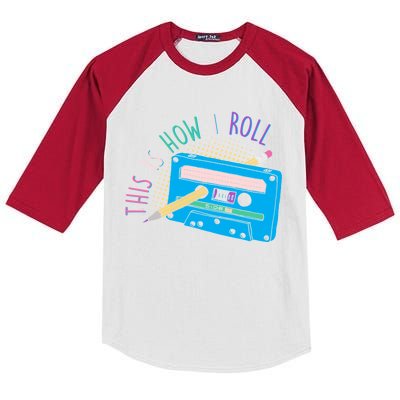 This is How I Roll Cassette Tape Retro 80s Kids Colorblock Raglan Jersey