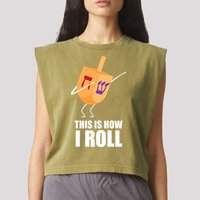 This is How I Roll Dreidel Dabbing Chanukah Garment-Dyed Women's Muscle Tee