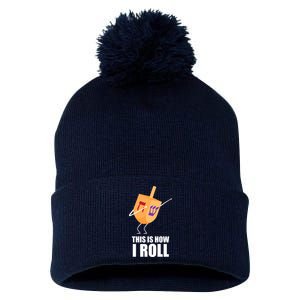 This is How I Roll Dreidel Dabbing Chanukah Pom Pom 12in Knit Beanie