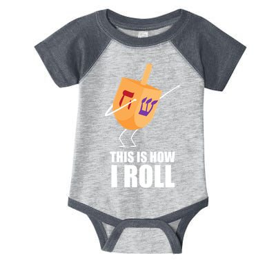 This is How I Roll Dreidel Dabbing Chanukah Infant Baby Jersey Bodysuit